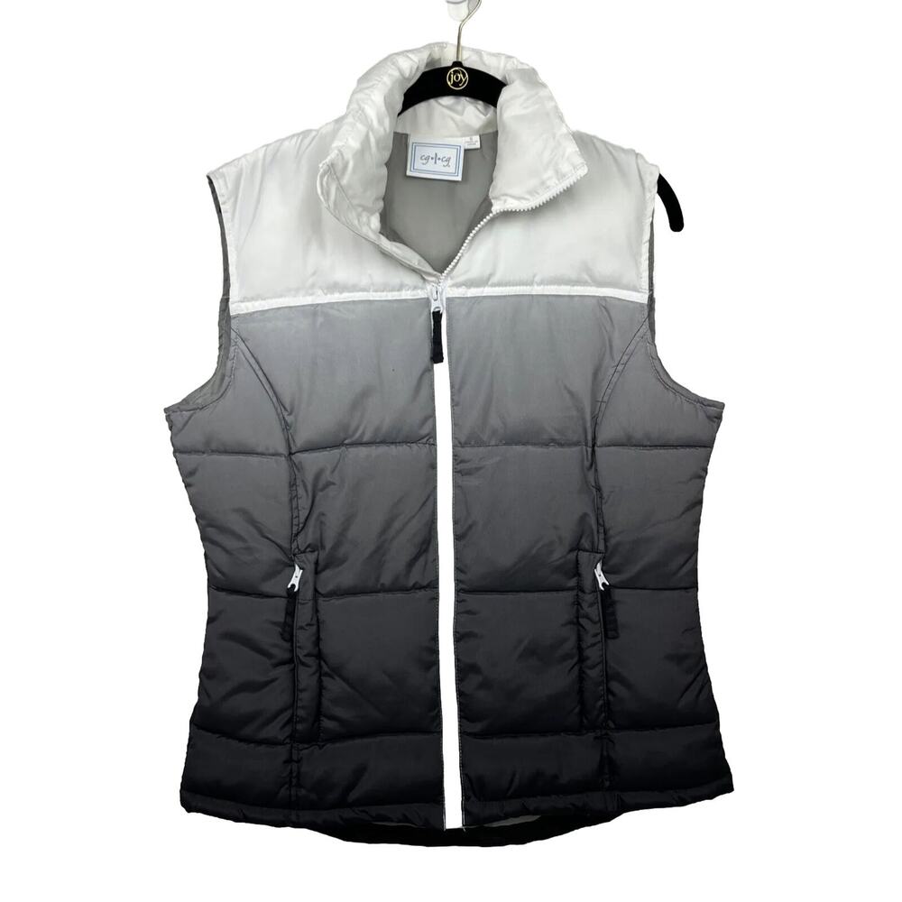 CG.L.CG Women's Vest Polyester Small Obre (Black, Gray, White) Zipper Pockets